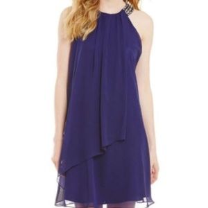 Vince Camuto Jeweled Halter Tiered Dress